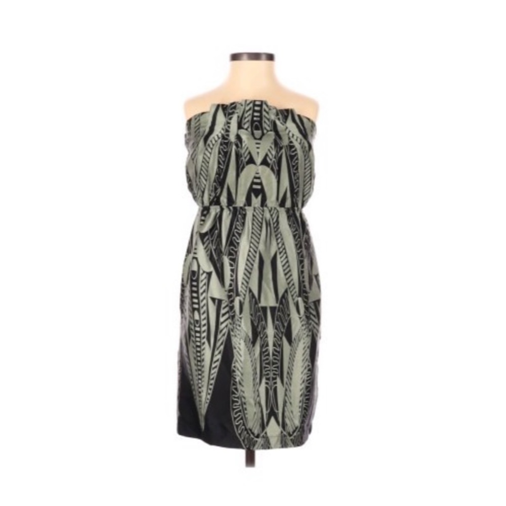Jaloux Tropical Print Strapless Mini Dress
